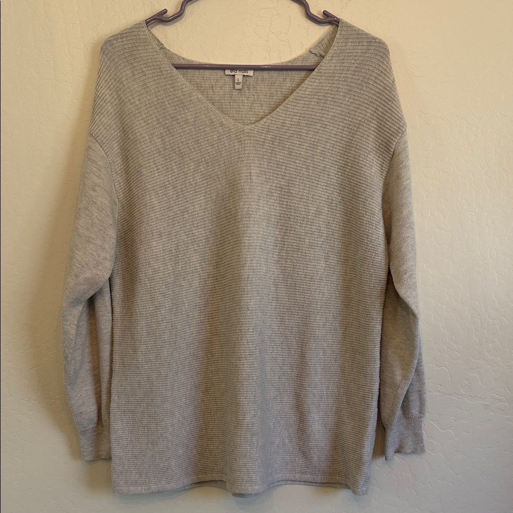 Ella Moss Soft Gray V-Neck Sweater